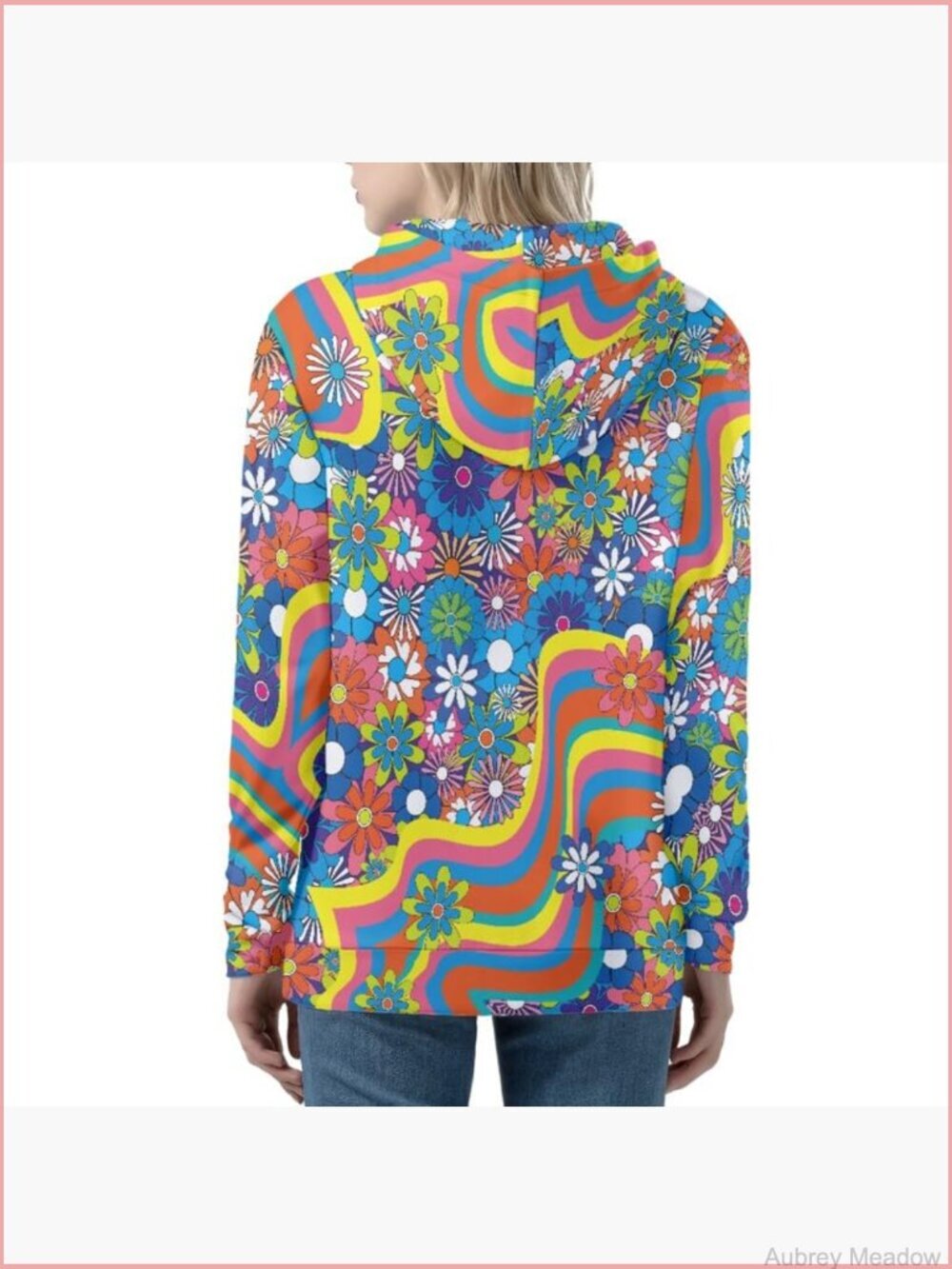 Colorful Striped Zip Up Hoodie for Women Casual Long Sleeve - Picture 4 of 4